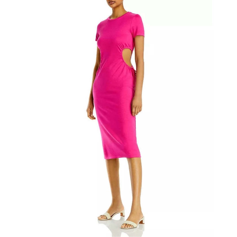 FORE Hot Pink Cut Out Midi Dress